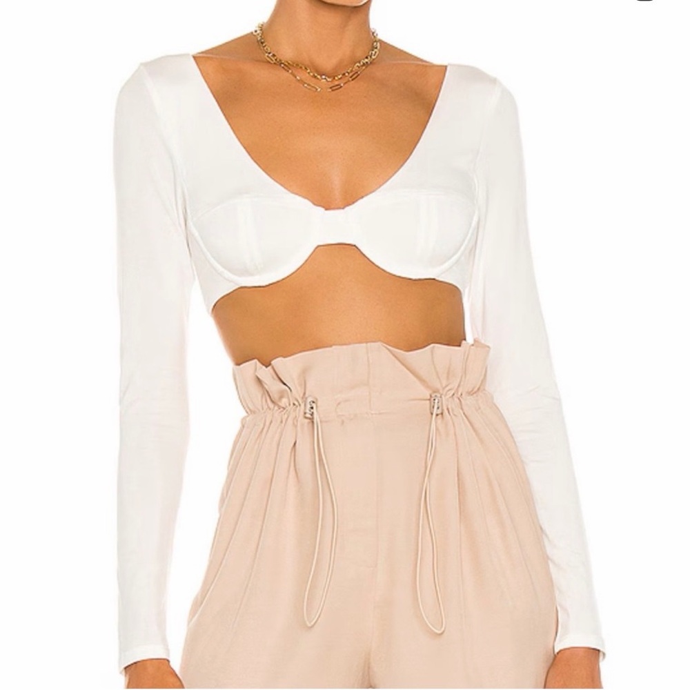 NBD revolve White Long Sleeve Crop Top